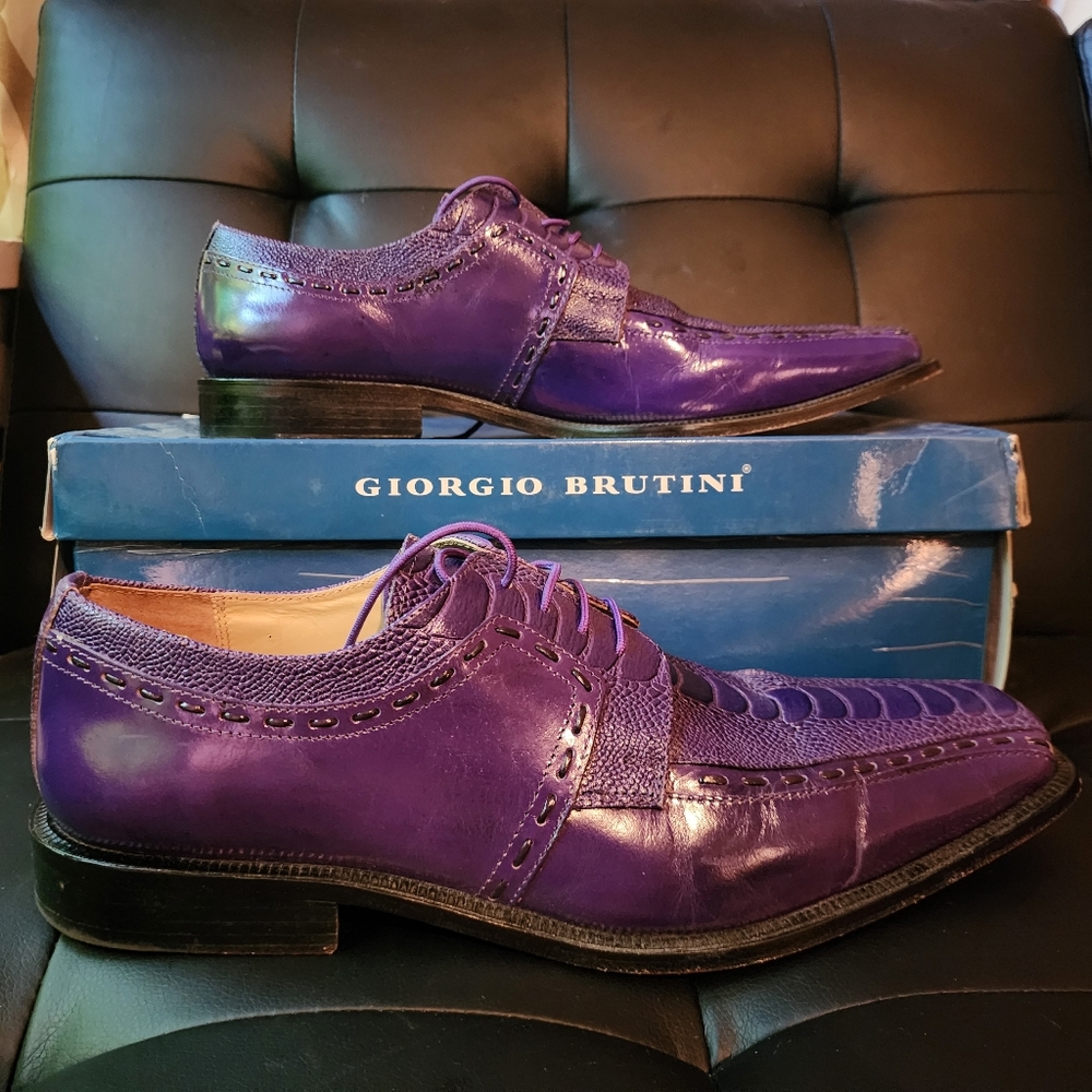 Giorgio Brutini mens purple oxford shoes Size 12M Genuine Leather shoes